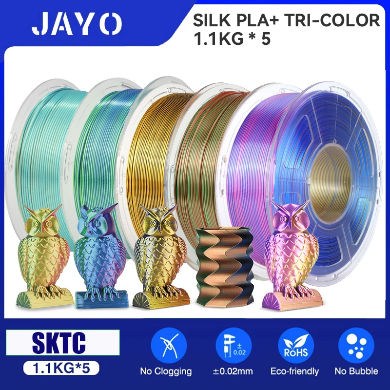 JAYO pla plus SEIDE Drei Farben Seide Regenbogen 3D Drucker Filament 1,75mm 100% Keine Blase FDM 3D Drucker Materialien für 3D Drucker Image