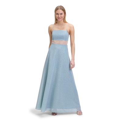 Abendkleid VERA MONT "Vera Mont Abendkleid mit Effektgarn", Damen, Gr. 42, Normalgrößen, grün (mint, silber), Obermaterial: 64% Polyester, 36% Polyester metallisiert. Besatz: 100% Polyamid. Futter: 100% Polyester., festlich, ausgestellt lang, ohne... Image