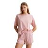 Shorty MARC O'POLO "Mix & Match Cotton", Damen, Gr. XL, rosa (blush stripe), Obermaterial: 100% Baumwolle, gestreift, casual, bequem ca. Mitte Oberschenkel, Rundhals, Kurzarm, Homewear-Sets, mit fein gestreiftem Design