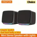 Mini altoparlante con luci fredde e audio stereo Altoparlanti per computer Altoparlante portatile AUX-in da 3,5 mm alimentato tramite USB da 6 W per computer La