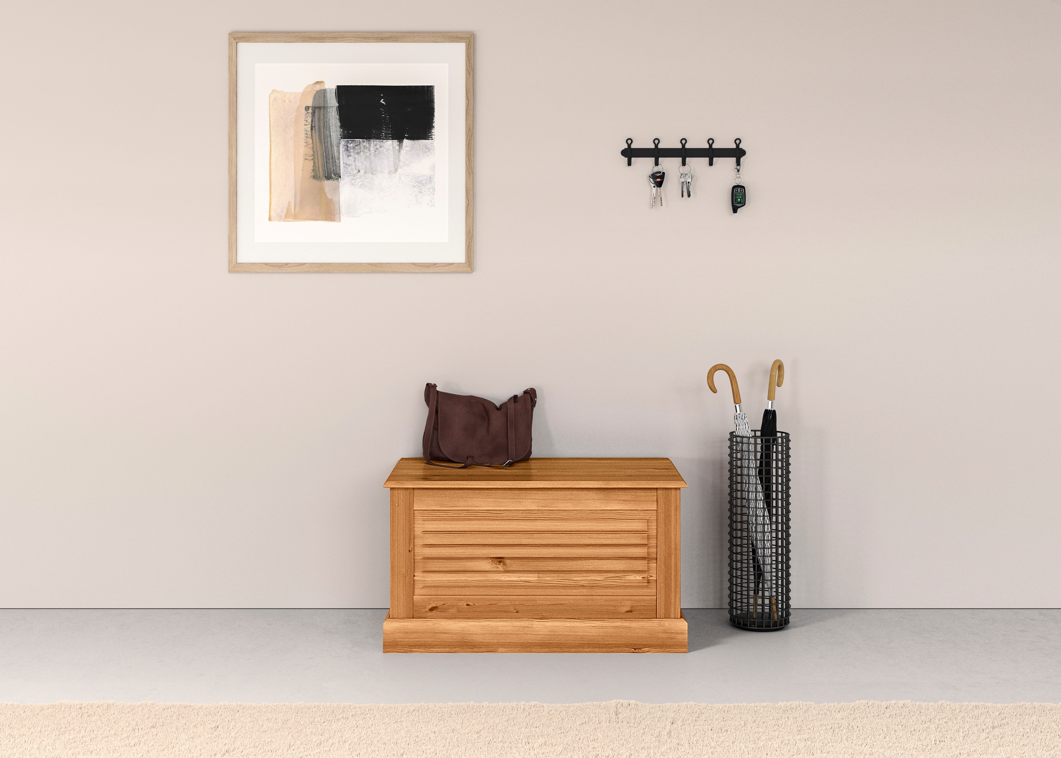 Sitztruhe HOME AFFAIRE "Liotta", beige (natur gebeizt, gewachst), B:80cm H:45cm T:45cm, Massivholz, Sitzbänke, Truhe mit Stauraum