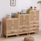 Armoire de Rangement en Rotin Naturel, Meuble de Cuisine Multifonctionnel, Poignée Rétro, Meuble de