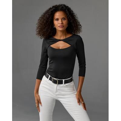 Boston Proper - Proper Black - So Modern Cutout Long Sleeve Top - XL