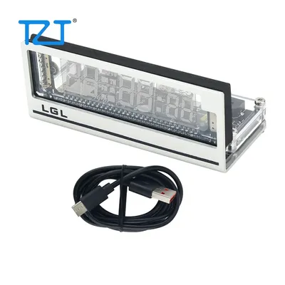TZT VCK0658AL VFD Clock Vacuum Fluorescent Display WiFi Clock USB Power Supply with Frosted Aluminum