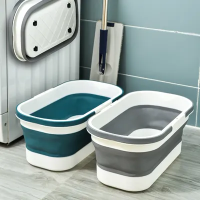 Foldable Laundry Basket with Wheel Portable Wash Bucket with Handle Space Saving for Camping