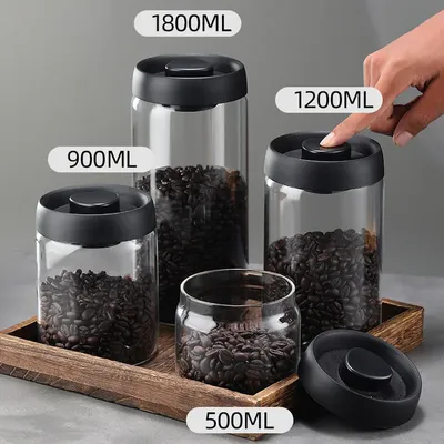 Vacuum Sealed Tank Coffee Bean Glass Sealed Jar Household Moisture-proof Air Extraction Airtight