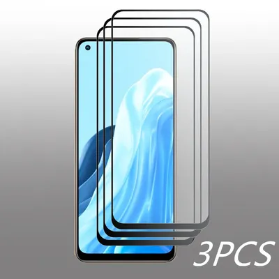 Screen Protector For OPPO Reno 7 4G Reno 7Lite Tempered Glass CPH2363 CPH2343 Front Film Anti-Scratch Black edge 3PCS