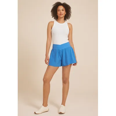 Maurices Women's High Rise Crossover 4In Shorts Blue Size Medium