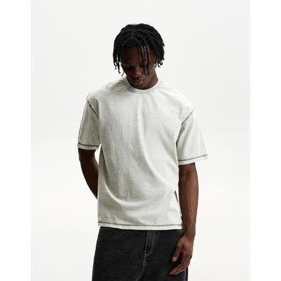 Bershka Ripped Short Sleeve T-Shirt Men L Grey