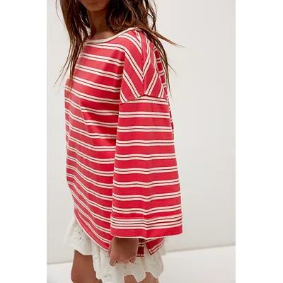 We The Free C'est La Vie Tee at Free People in Red Combo, Size: XL
