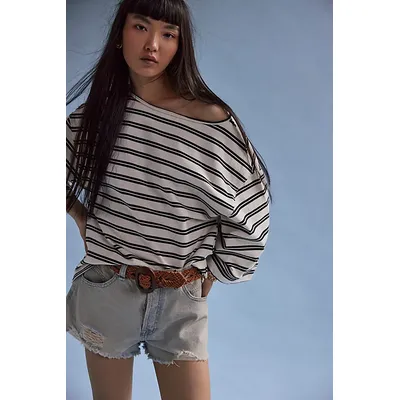 We The Free C'est La Vie Tee at Free People in Black And White, Size: XL