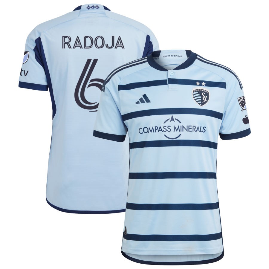 Nemanja Radoja Men's adidas Light Blue Sporting Kansas City 2023 Hoops 4.0 Authentic Custom Jersey