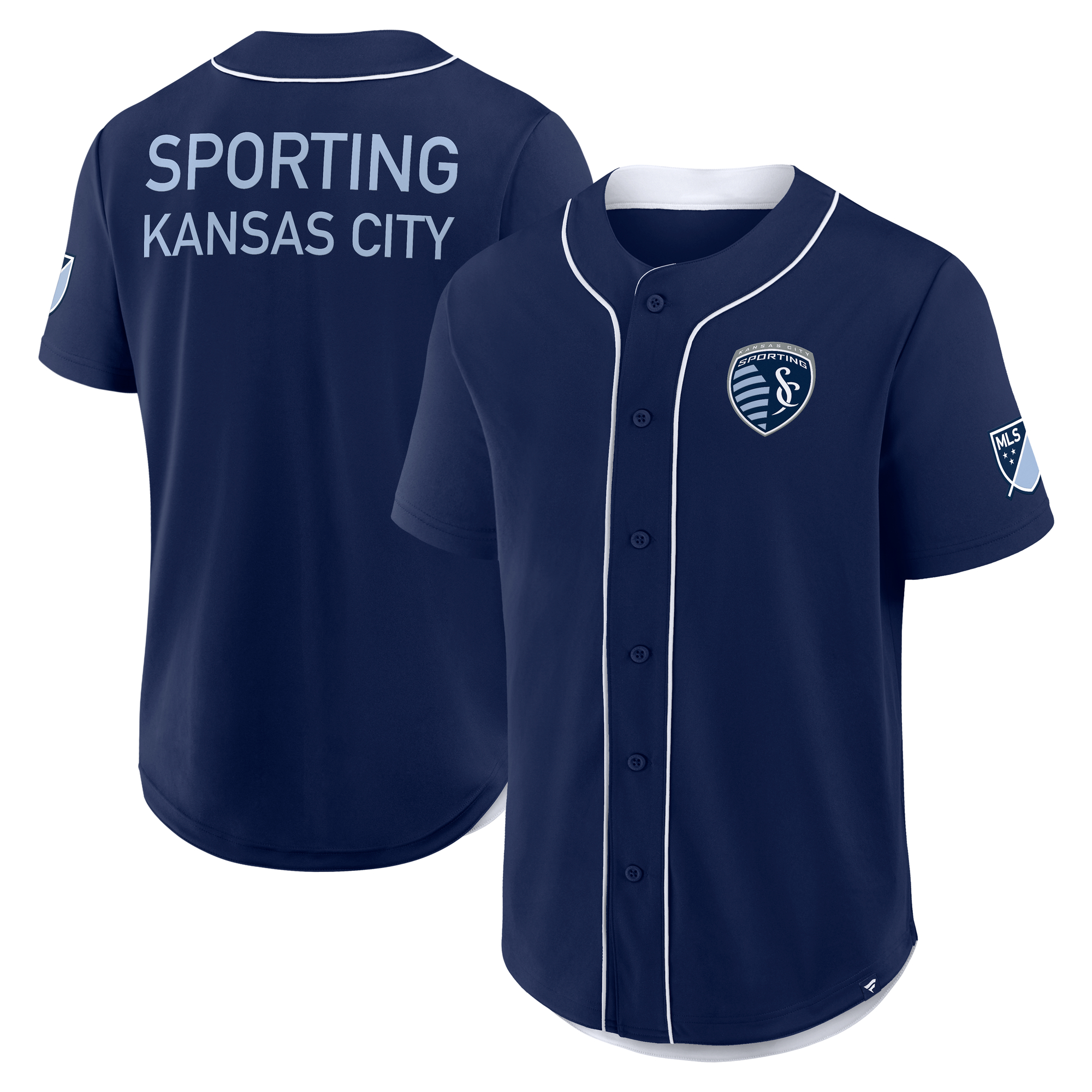 Men's Fanatics Navy Sporting Kansas City Injury Time Baseball Jersey