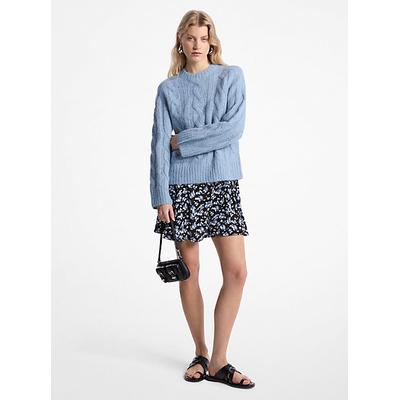 Michael Kors Cable Knit Nylon and Alpaca Blend Sweater Blue S