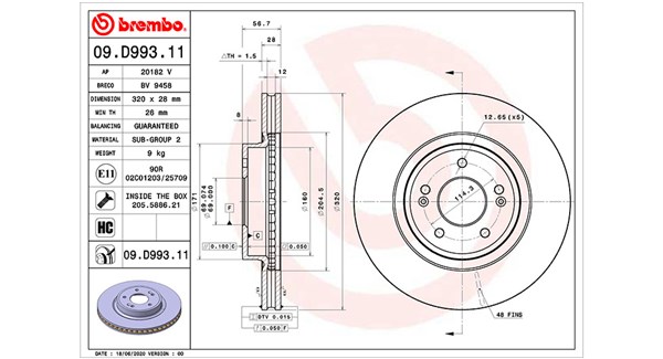 MAGNETI MARELLI Bremsscheibe 360406174201 belüftet 320mm 28mm für GENESIS KIA Image
