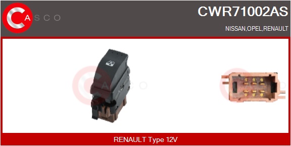 CASCO Schalter, Fensterheber cwr71002as beifahrerseitig für OPEL RENAULT Image