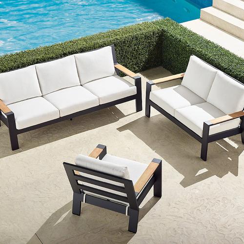 Calhoun 3-pc. Sofa Set in Matte Black Aluminum - Sunbrella Rain, Rain Black - Frontgate