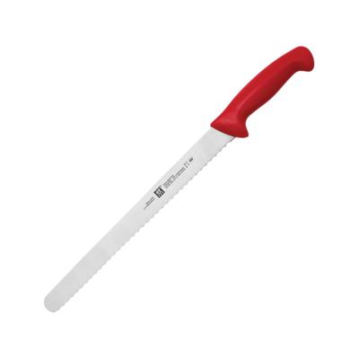 HENCKELS ZWILLING Twin Master Slicer Knife 17.25in Overall 12in Satin Finish Serrated Stainless Blade Red Plastic Handle 32102-303