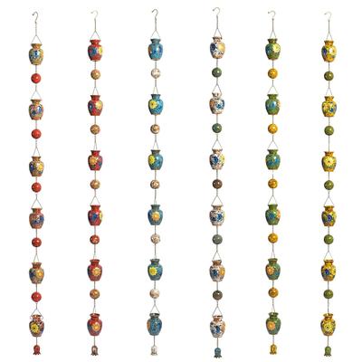 6 Assorted 77.5" Long Hand Painted Multicolor Porcelain Vase Rain Chains