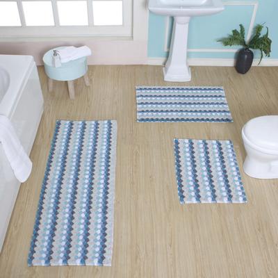 Home Weavers Orion Collection 100% Cotton Bathroom Rug Non Slip & Machine Washable Bath Rugs 3 Pc Set with Runner
