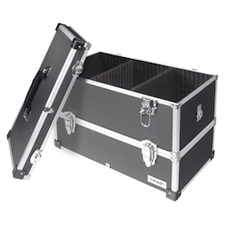 HMF 14660-02 Alu Werkzeugkoffer leer, 2 Etagen, 44 x 32,5 x 24 cm, Schwarz Image