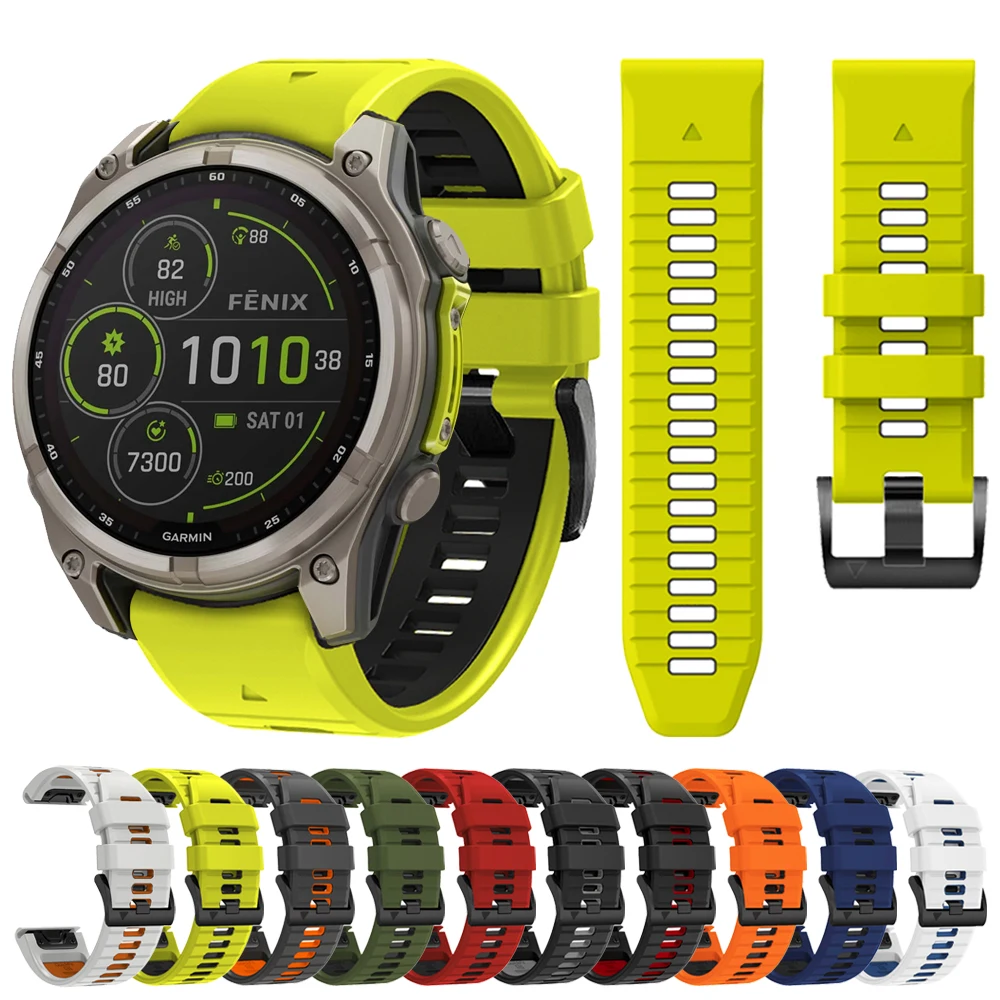 QuickFit 22 mm 26 mm zweifarbiges Silikonarmband für Garmin Fenix 8 E 7 7X 6X Pro 5XPlus Epix Pro Gen 2 47 mm 51 mm/Enduro 3 Armband Image