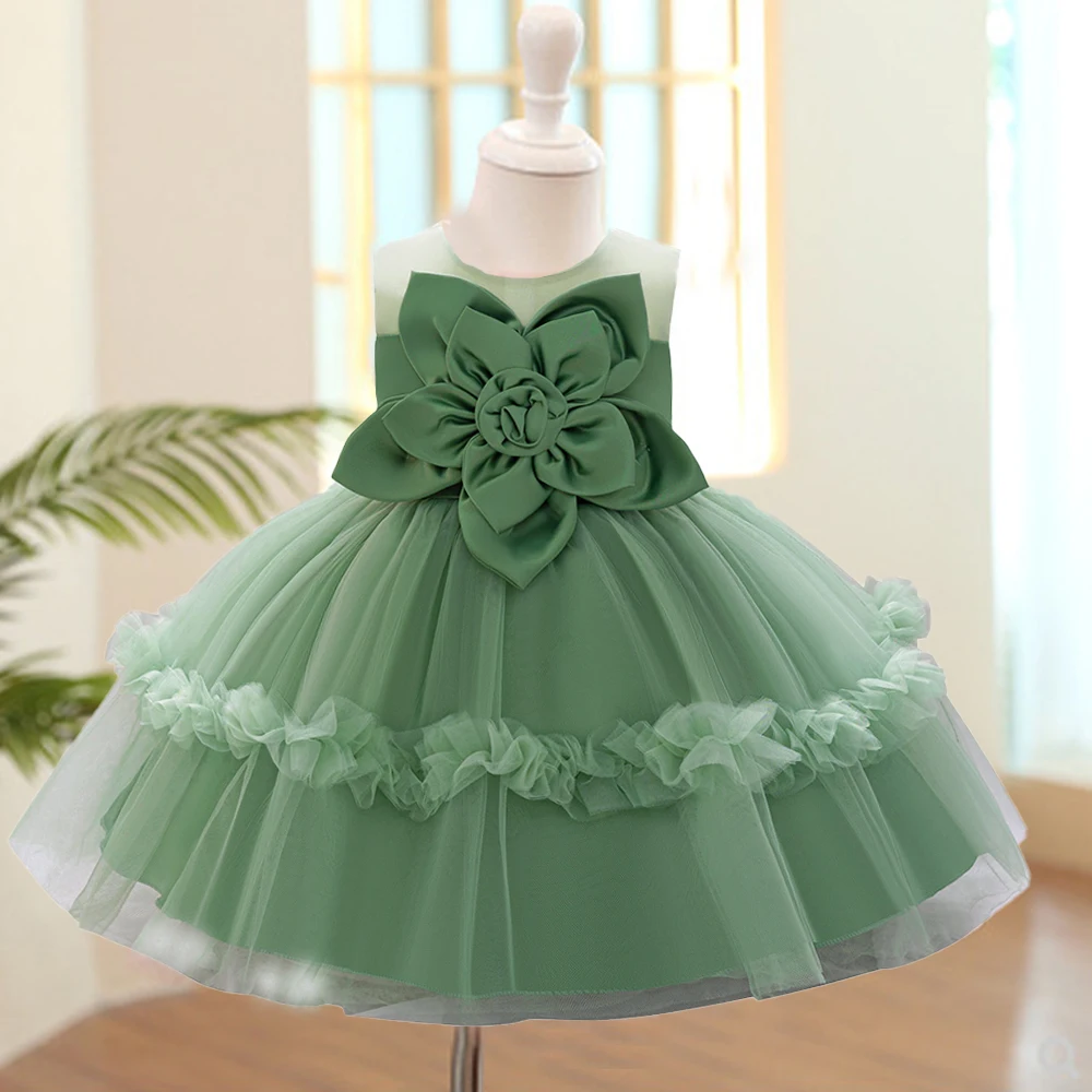 Kleinkind 1 Jahr Blumen Hochzeit Geburtstag Kleid Party Kleider für Mädchen Baby Spitze flauschige Sommer Kostüm Mädchen Mode Abend kleidung Image