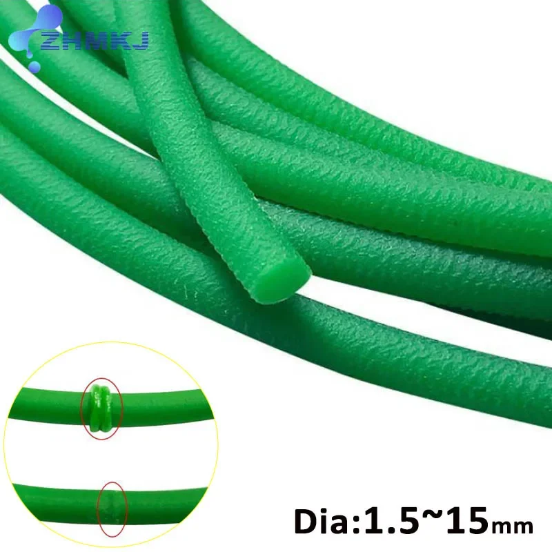 Runde grüne Polyurethan-Förderbänder, PU-Antriebsriemen, schmelzbares Kabel, Durchmesser 1,5, 2, 2,5, 3, 3,5, 4, 5, 6, 7, 8, 10, 12 mm Image