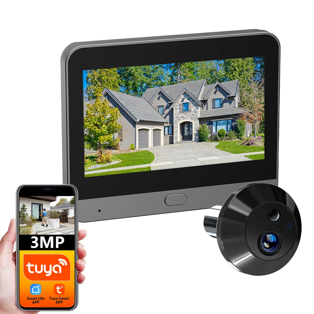 3MP Tuya Smart WiFi Digital Tür Magic Eye Guckloch Viewer Keine Rote Nacht Exposition Vision PIR Kamera Alexa Google Wide View 140 ° Image