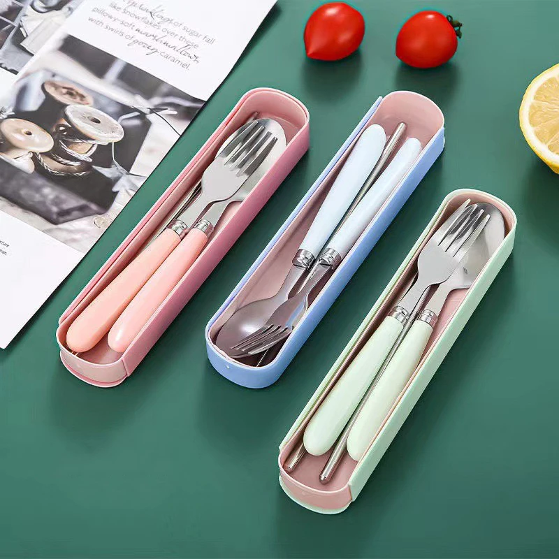 3-teiliges Besteckset für Kinder, Besteckset aus Edelstahl für Kleinkinder, Cartoon-Essen, Futterlöffel und Gabeln Image