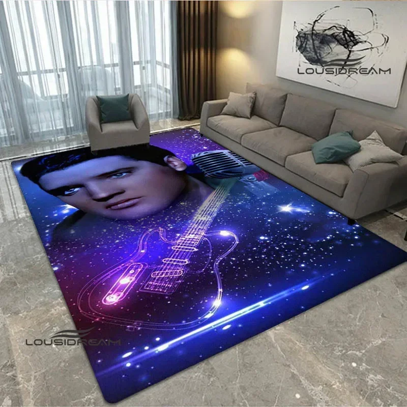 E-Elvis-Presley Retro Bedruckter Teppich Wohnzimmer Schlafzimmer Teppich rutschfeste Fußmatte Fotografie Requisiten Kawaii Teppich Geburtstagsgeschenk Image