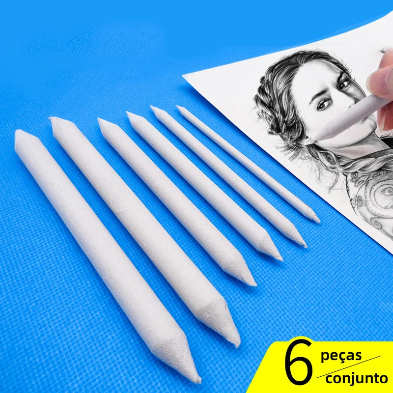 Skizzenpapier-Wischstift, 3 Stück, 6 Stück Packung, weißer Papier-Wischstift, technische Kunst, Abstrichstift, Bleistift, Skizze, Zeichenwerkzeuge, Schreibwaren Image