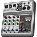 Mixer audio professionale Aveek, console di missaggio scheda audio con effetto di ritardo eco Bluetooth USB digitale a 5 canali, ingresso stereo 48 V