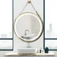 Specchio rotondo con cornice Wisfor, specchio da bagno rotondo con luce, specchio cosmetico illuminato a parete, interruttore tattile antiappannamento e dimmerabile