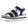 Keilsandalette GABOR, Damen, Gr. 43, blau (dunkelblau), Nubukleder, unifarben, modisch, Schuhe, Plateau, Riemchensandale, Sommerschuh mit drei Klettverschlüssen