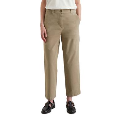 Chinohose MARC O'POLO DENIM "aus Organic Cotton-Twill", Damen, Gr. M, Normalgrößen, grün (dusky grün), Obermaterial: 98% Baumwolle, 2% Elasthan, unifarben, relaxed fit knöchelfrei, Hosen Image