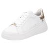 Plateausneaker RIEKER SPORT, Damen, Gr. 40, gold (weiß, goldfarben), Leder, Lederimitat, kontrastfarbene Details, sportlich, Schuhe, Schnürschuh, Halbschuh, Freizeitschuh, Metallic-Akzent an der Ferse