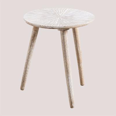 SKLUM Runder Beistelltisch aus Nabordi-Mangoholz Weißes Vintage-Holz Image