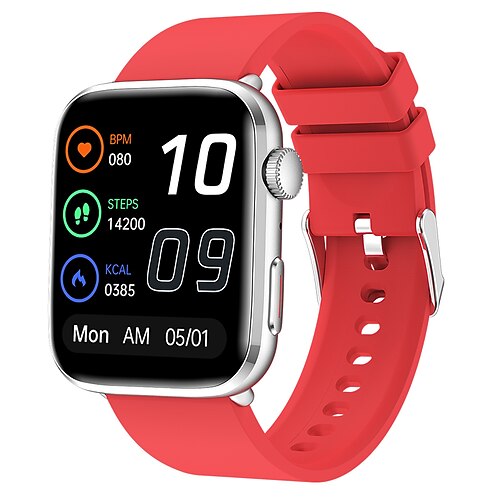 T90 Smartwatch mit 1.91 Zoll Bildschirm Fitness Tracker Temperaturmonitor Anruf Erinnerung Kompatibel mit Android iOS Wasserdicht Image