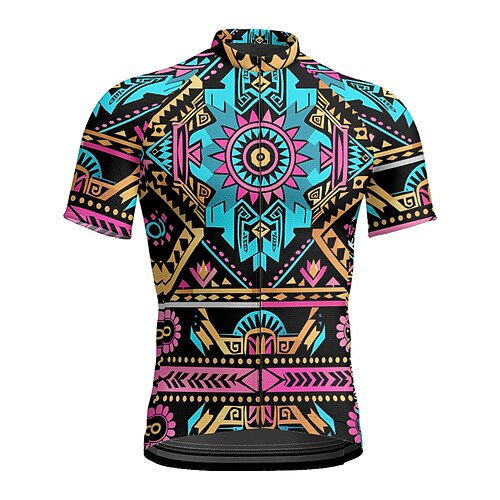 Herren Radtrikot Grafik Kurzarm Fahhrad T-Shirt Trikot mit 3 Gesäßtaschen Mountainbike MTB Schnelltrocknend Anatomisches Design Feuchtigkeitsableitend Atmungsaktiv Sport Blau Dunkelgrün Grün Image