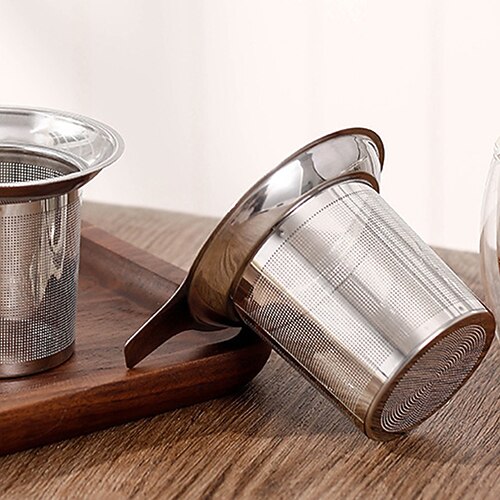 Tee-Ei für losen Tee extra feines Netz Teesieb aus Edelstahl mit großem Fassungsvermögen leicht zu reinigen Einzelgriff zum Aufhängen an Tassen Teekanne Image