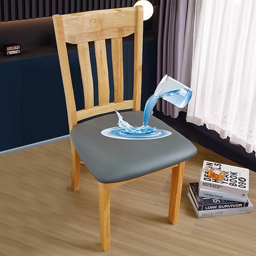 Sitzbezüge für Esszimmerstühle, wasserdichter Sitzbezug, Sitzbezüge aus PU-Leder, abnehmbarer Sitzkissenbezug für Stühle Image