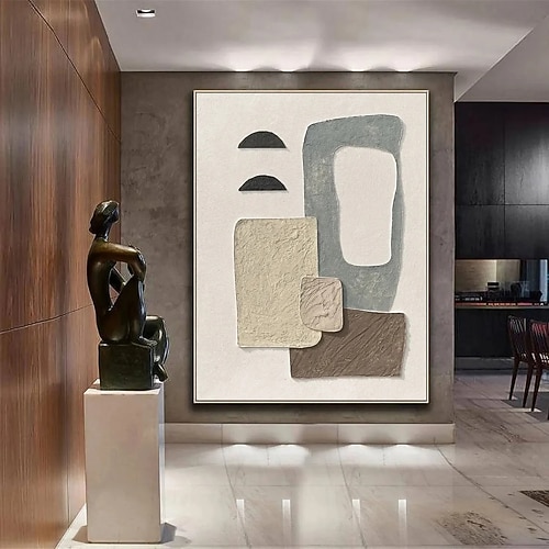 großes handgemaltes graubraunes abstraktes Ölgemälde handgemachtes 3D-Pattle-Messer abstraktes Ölgemälde moderne Bürokunst für Wohnzimmer-Wanddekoration Image