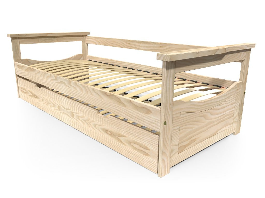 Lit Gigogne 90x200 Topaze Pin massif - Brut (sans vernis)