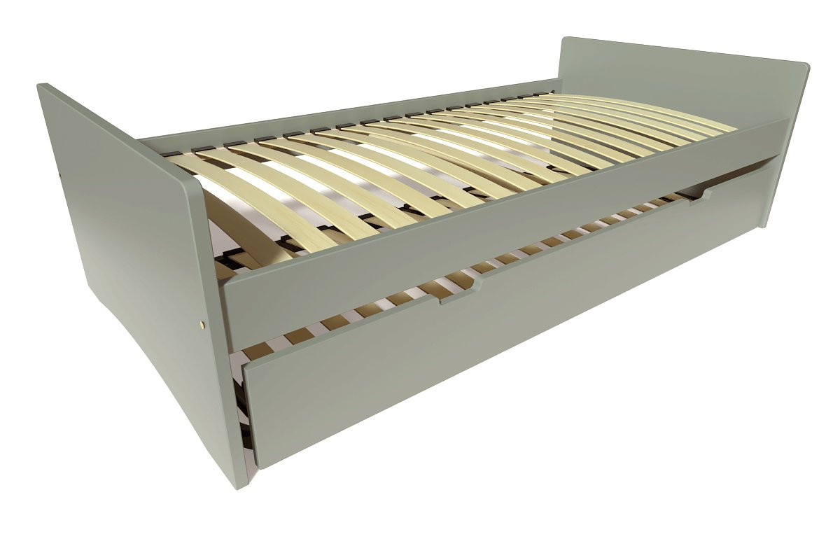 Lit gigogne 90x200 ABC pin massif - Gris