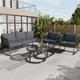 Set tavolo e sedie da giardino (1 divano a 3 posti + 2 poltrone + 2 tavolini) con cuscini, gambe