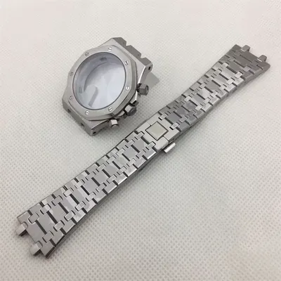 VK63 case Rose Gold Black 42.5mm silver case fits VK63 vk64 movement 31mm to 32.5mm dial sapphire glass stainless steel bracelet