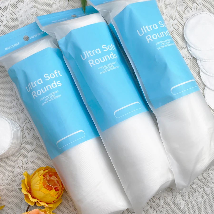 100 Pieces/300 Pieces Disposable Round Makeup Pads Makeup Remover Pads, 6*6cm, for Facial Care, Makeup, Skin Care, Home or Travel Use, Skin Care, Living Room, Home, Bedroom, Bathroom, Travel Supplies,