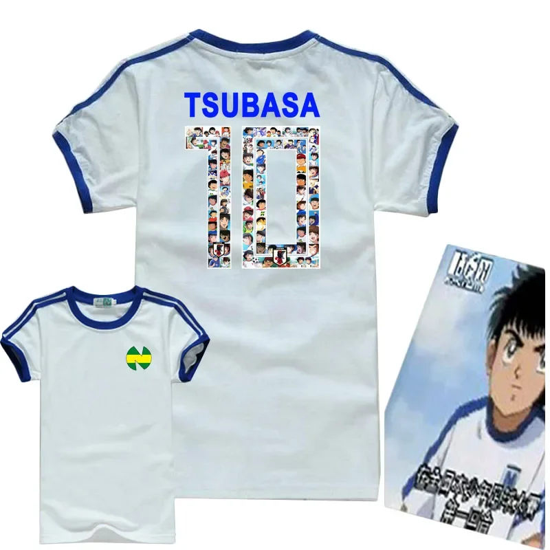 Camisetas de fútbol para niños y jóvenes, ropa informal de algodón, Capitán Tsubasa Ozora, azul, Anime japonés