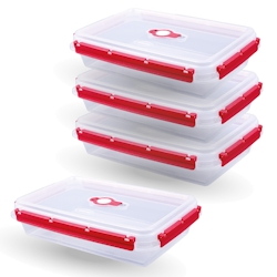 Bestlivings Frischhaltebox 2L - Brotdose im Set Rot - 4er Pack ( 4 Stück ) Image